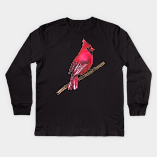 A Northern cardinal watercolor Kids Long Sleeve T-Shirt